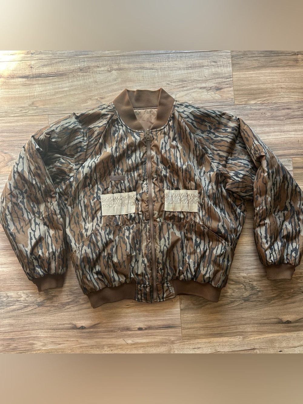 Vintage Columbia Size Lg Mossy Oak Original Camo Reversible Bomber Hunt Jacket